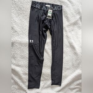 Boys Youth Large Under Armour Charcoal and Black HeatGear Leggings